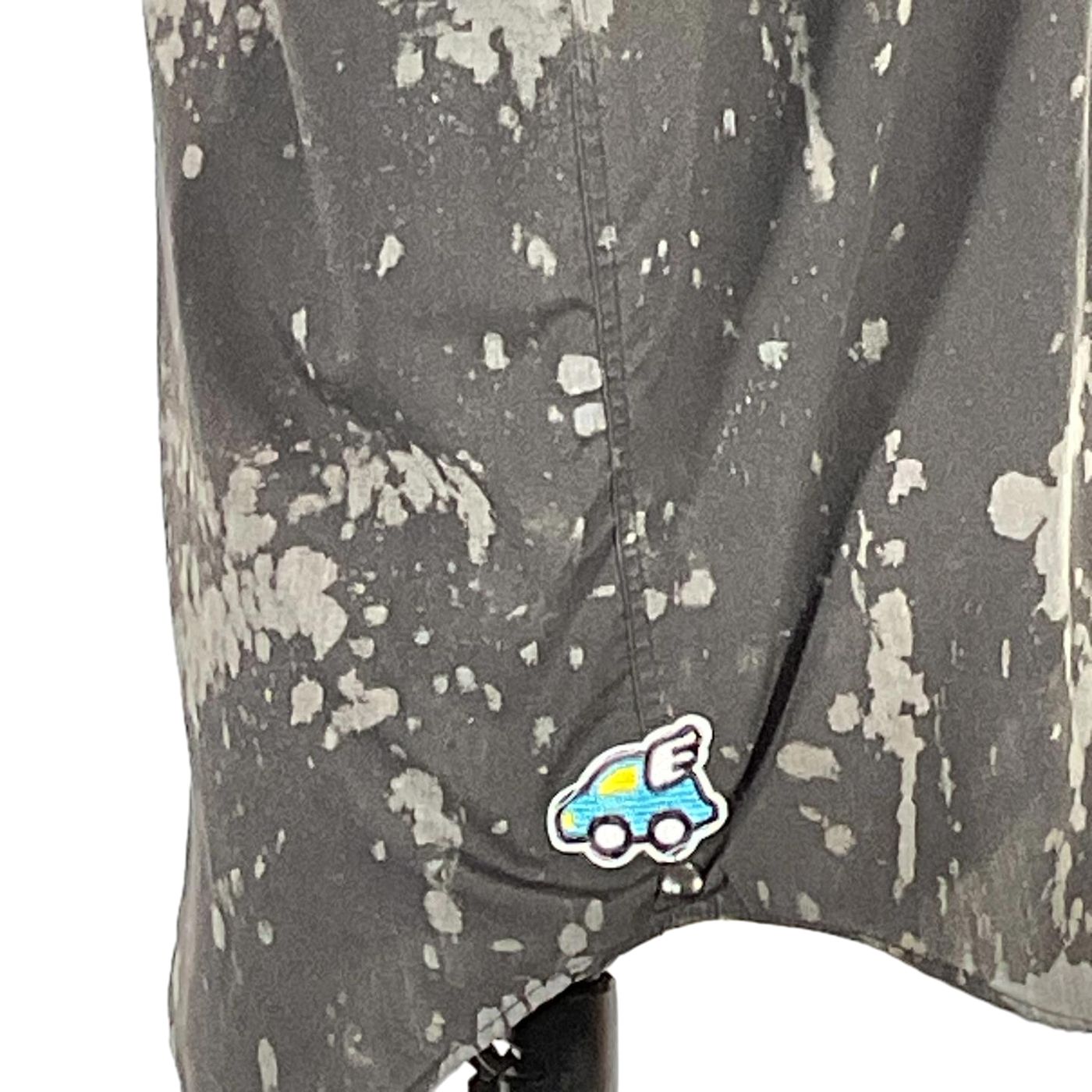 Close-up of YAKUZA Men's Custom Sleeveless Shirt, showcasing detailed craftsmanship and distinctive style, embodying DEVIOUS SAINT's unique, bold aesthetic. Size: Large.