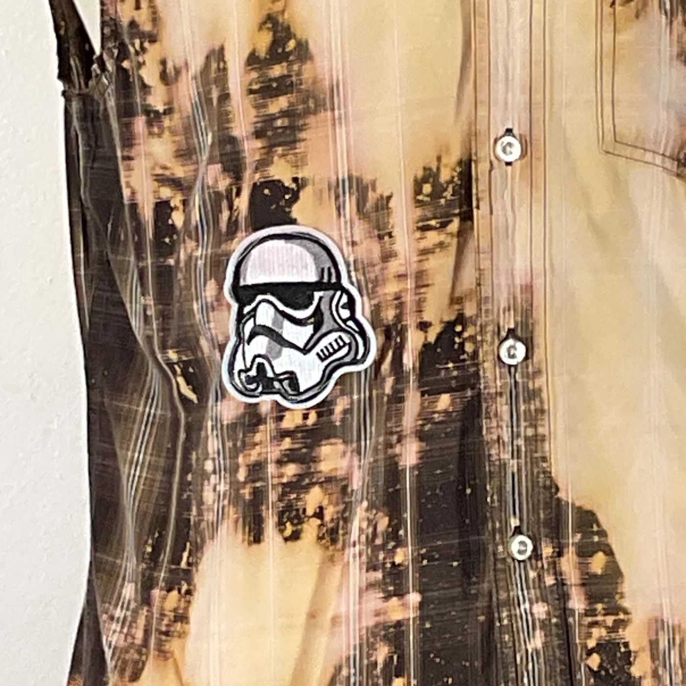 Close-up of BABY JODA Custom Men's Sleeveless shirt, showcasing intricate artistic design, reflecting DEVIOUS SAINT's bold, unique style in wearable art.