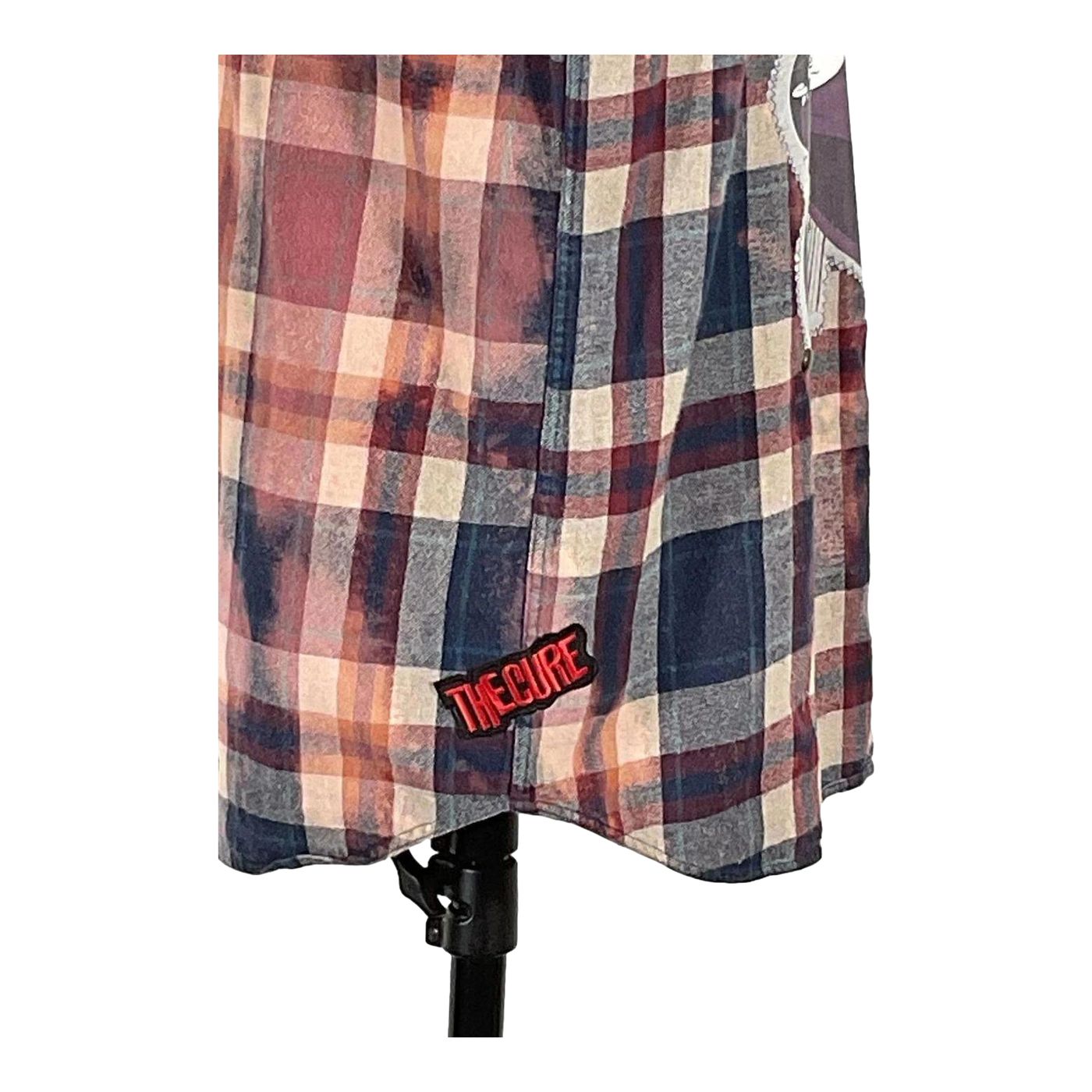 THE ICEMAN Men's Custom Long-Sleeve Flannel Shirt in a plaid pattern, showcasing detailed craftsmanship and unique design from DEVIOUS SAINT.