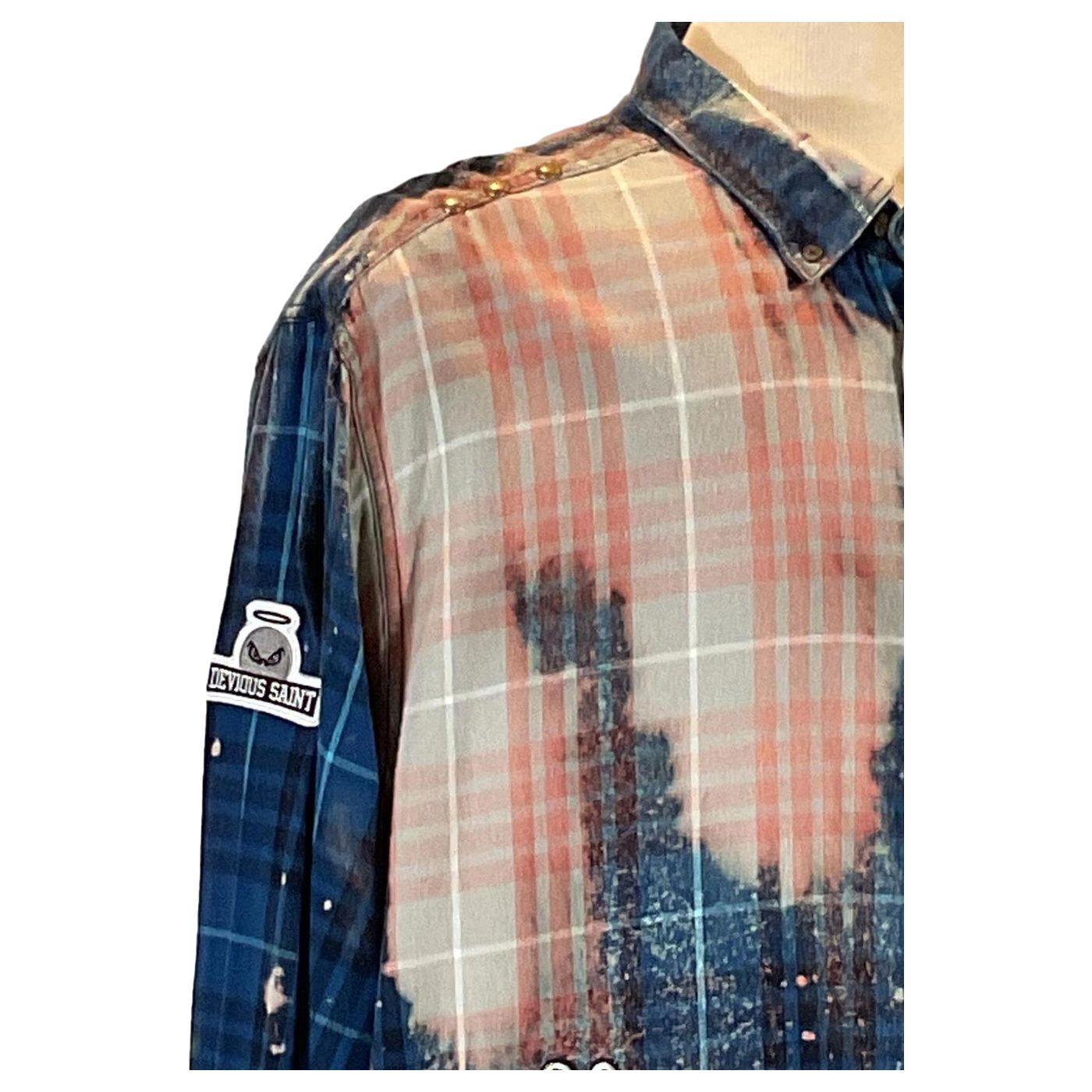 NASA Men's Custom Long-Sleeve Flannel Shirt in XXX-Large, showcasing a detailed tartan pattern with long sleeves and tailored features.