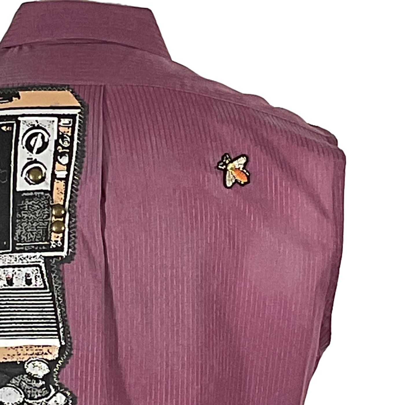 ATARI Men's Custom Sleeveless Shirt with zipper detail, showcasing unique design. Large size, emphasizing bold, distinctive fashion from DEVIIOUS SAINT.