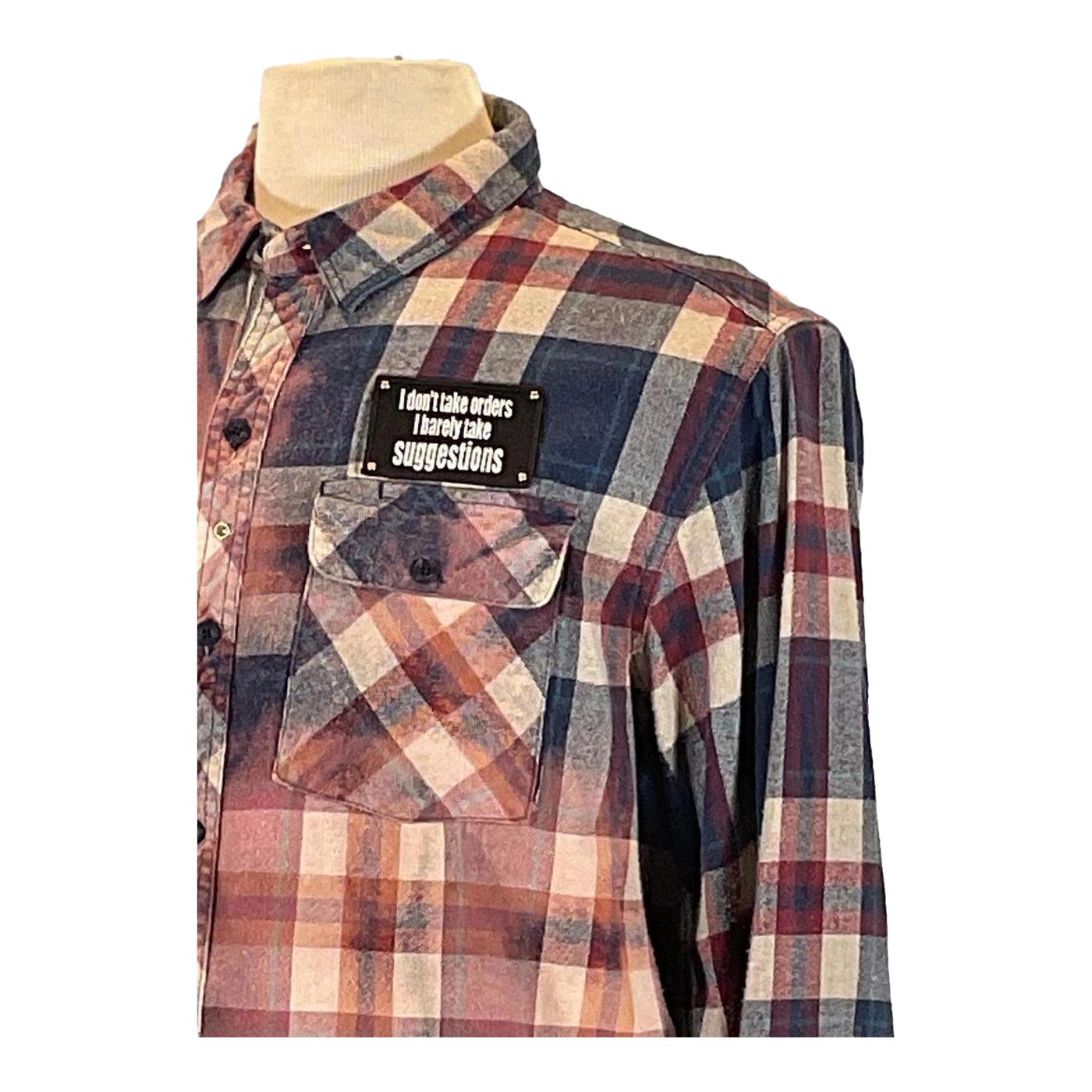THE ICEMAN Men's Custom Long-Sleeve Flannel Shirt featuring a plaid pattern with visible button and pocket details, exemplifying bold, unique design.