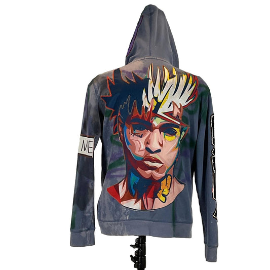 BOY ANIME Custom Men's Hoodie featuring a vibrant anime-inspired design on the front, showcasing a colorful face illustration.