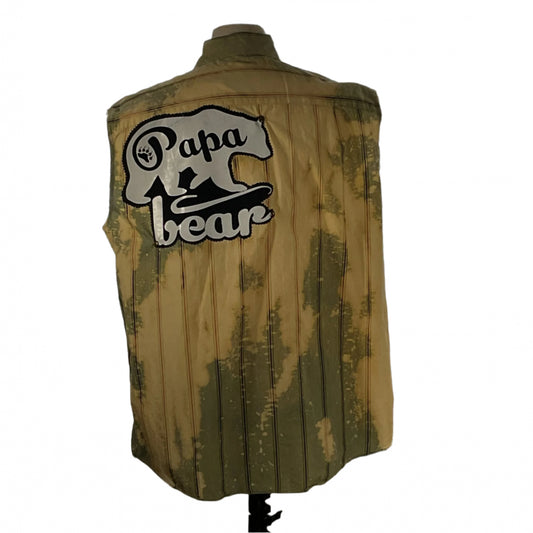 Mannequin displaying the Papa Bear | Custom Men's Sleeveless tank featuring Baby Yoda, highlighting a bold, unique design from Devious Saint.