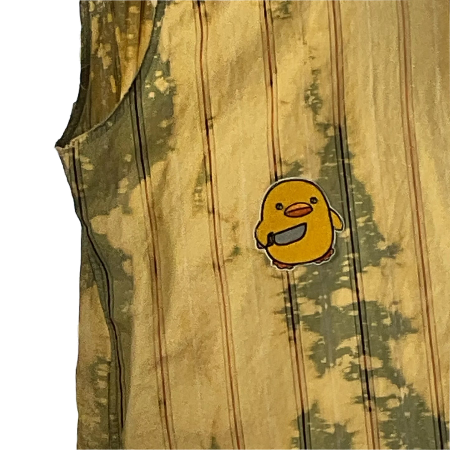 Yellow sleeveless tank featuring a cartoon yellow bird, embodying the bold, unique art style of DEVIOUS SAINT. Perfect for showcasing fandom and casual wear.