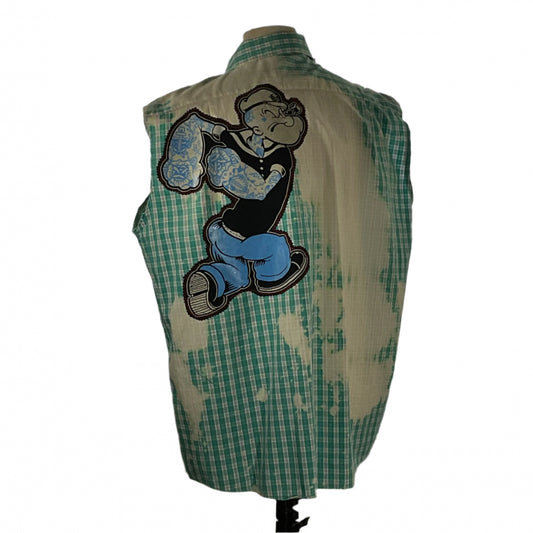 Papa Bear custom men's sleeveless shirt featuring a cartoon sailor, embodying a playful, protective vibe, perfect for casual wear.