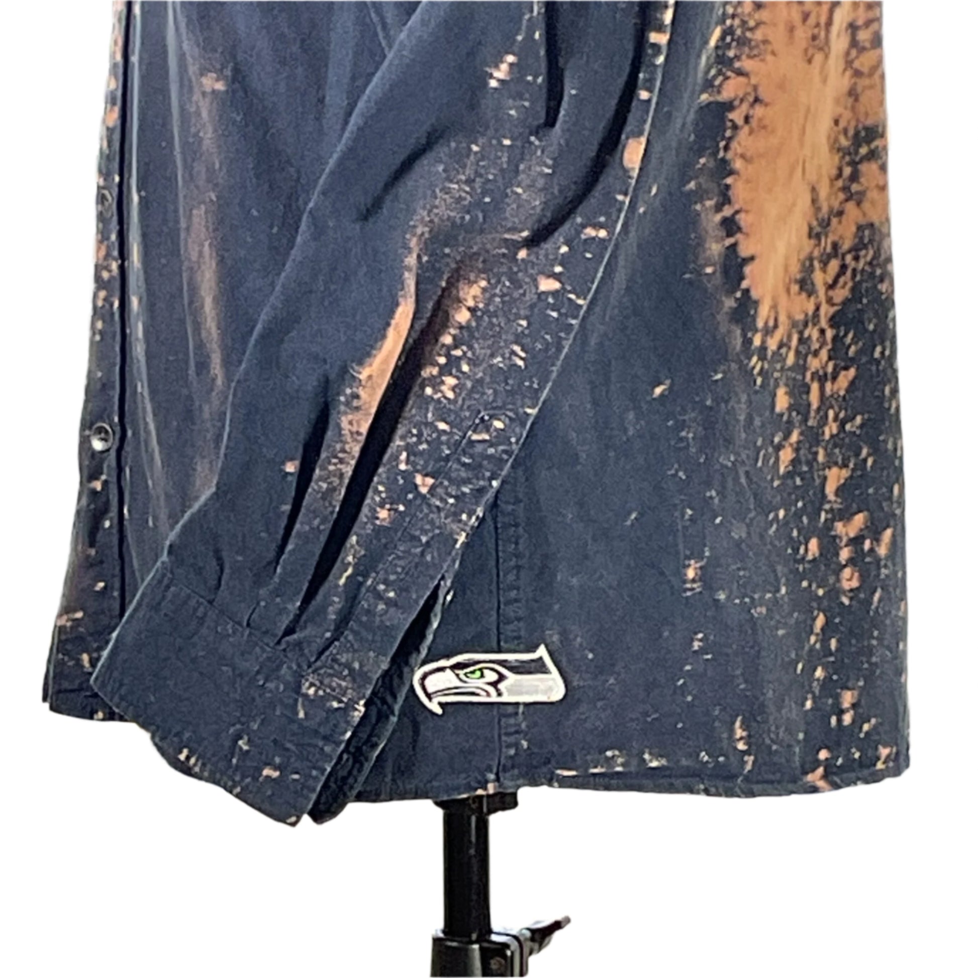 Men's custom long-sleeve flannel shirt, large, with a cozy, relaxed fit, perfect for effortless style and comfort, embodying Devious Saint's unique and bold fashion ethos.
