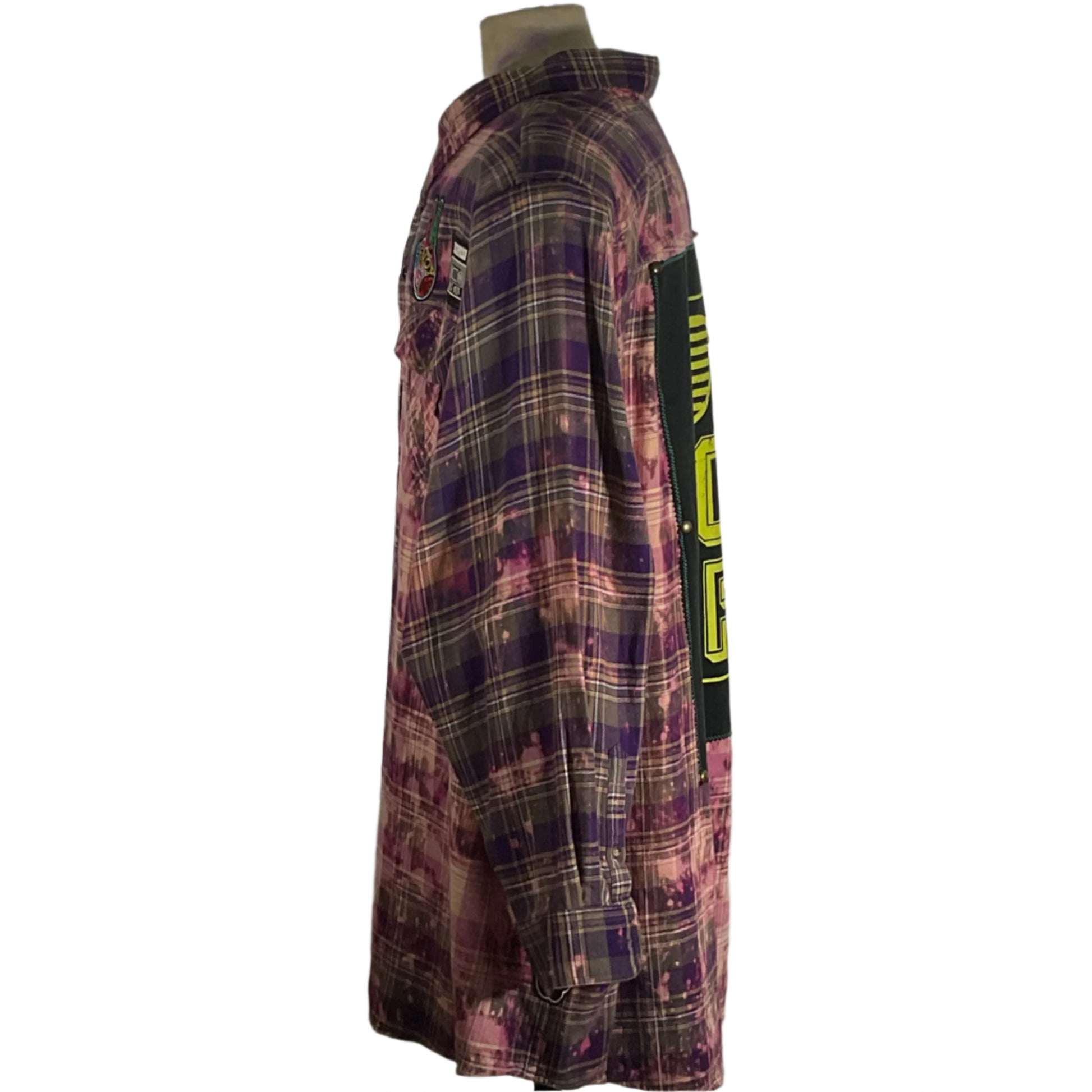 PINK FLOYD | Men's Custom Long-Sleeve Flannel Shirt | 4XL displayed on a mannequin, showcasing its bold, rock-inspired design and comfortable fit.