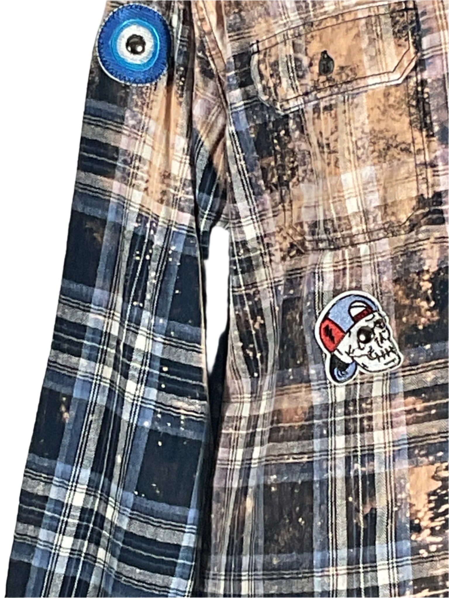 Iron Maiden Men's Custom Long-Sleeve Flannel Shirt, XL, featuring a bold, rugged pattern, embodying Devious Saint's unique, artistic style.