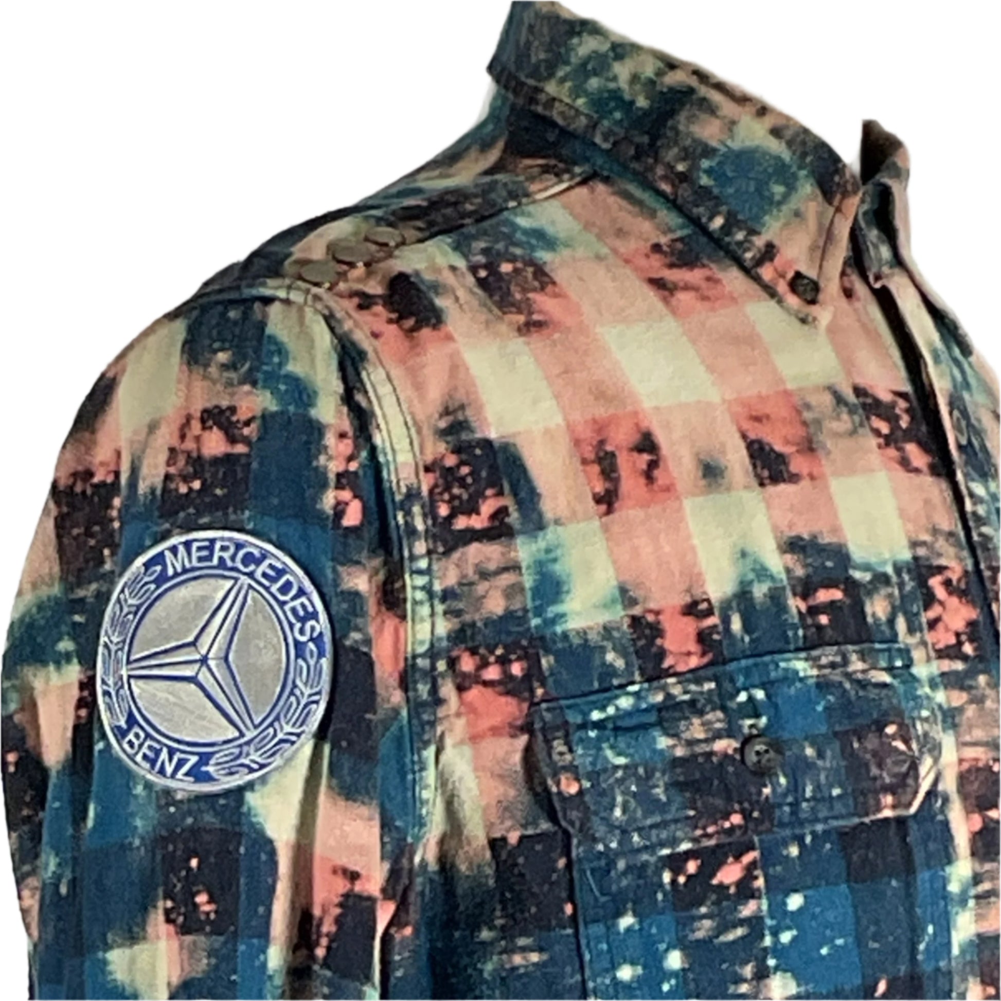 Deutschland men's custom long-sleeve flannel shirt, medium size, with 'BE KIND' logo, showcasing unique pattern and soft fabric for comfort and style.
