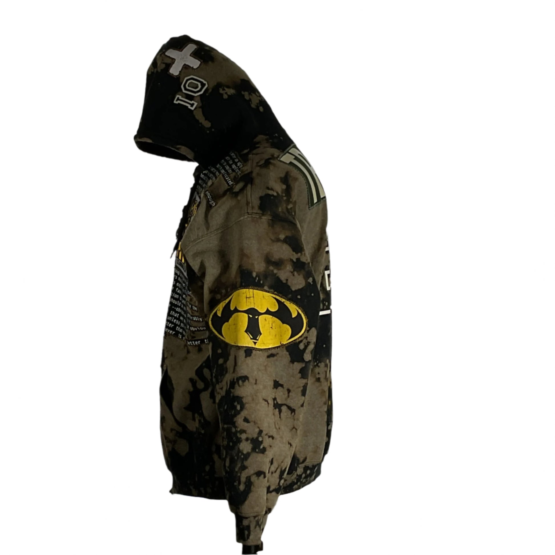 BLACK SABBATH Custom Men's Hoodie in medium, features bold white lettering on a black background, embodying Devious Saint's unique and distinctive style.