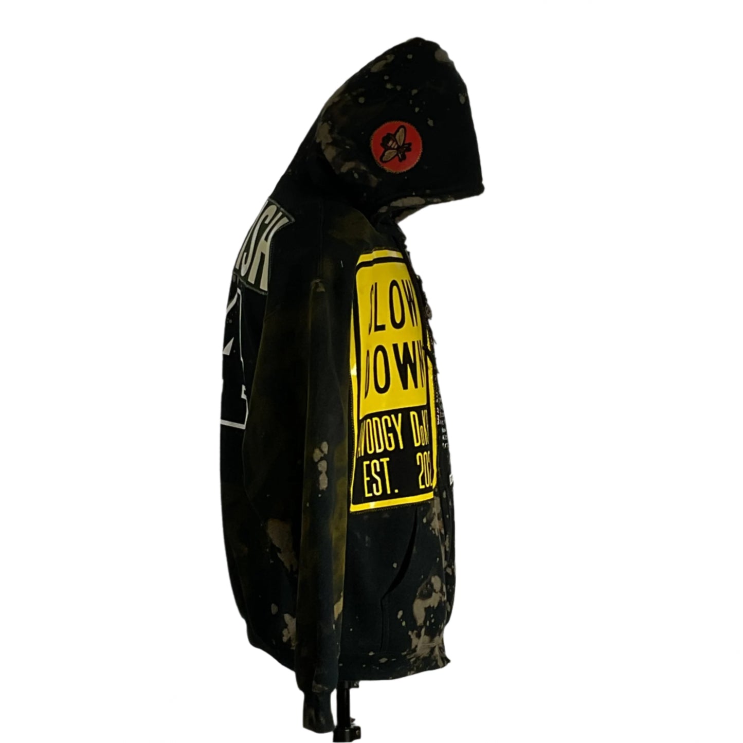 BLACK SABBATH Custom Men's Hoodie | Medium, featuring bold text design, crafted from pre-owned cotton, embodying distinctive and unique wearable art by DEVIOUS SAINT.