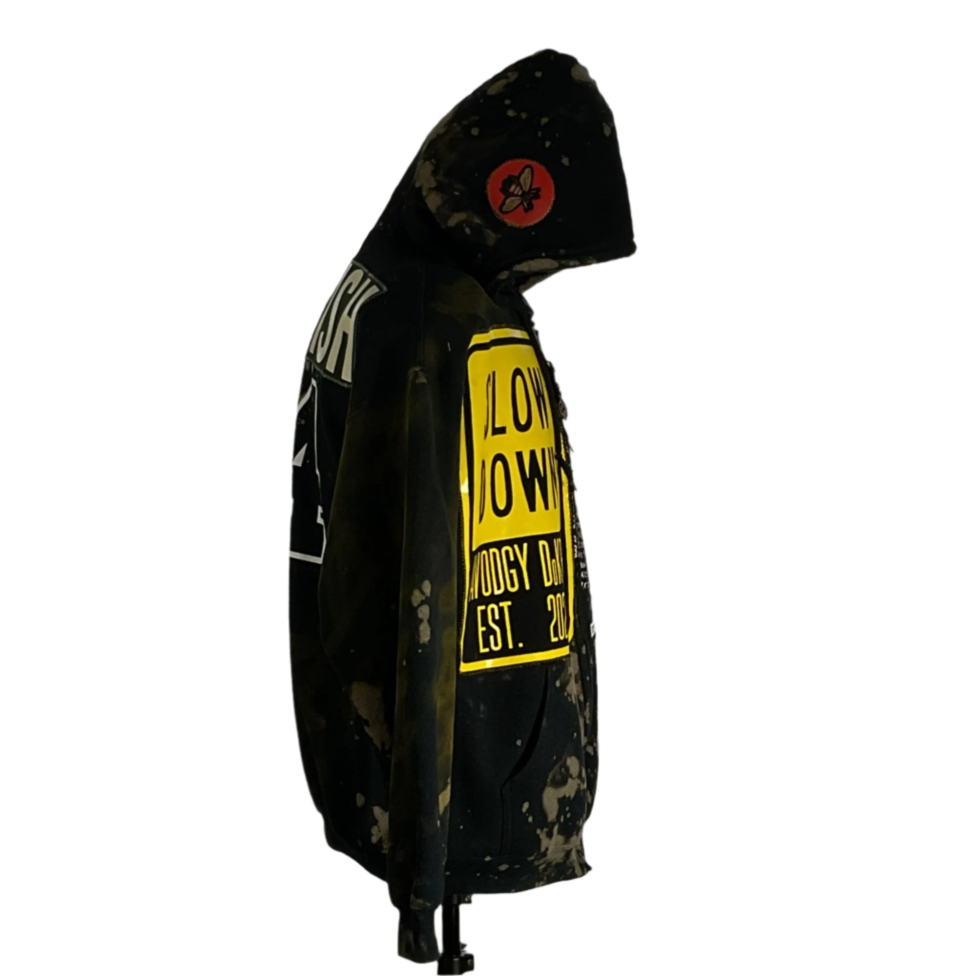 BLACK SABBATH Custom Men's Hoodie | Medium, featuring bold text design, crafted from pre-owned cotton, embodying distinctive and unique wearable art by DEVIOUS SAINT.
