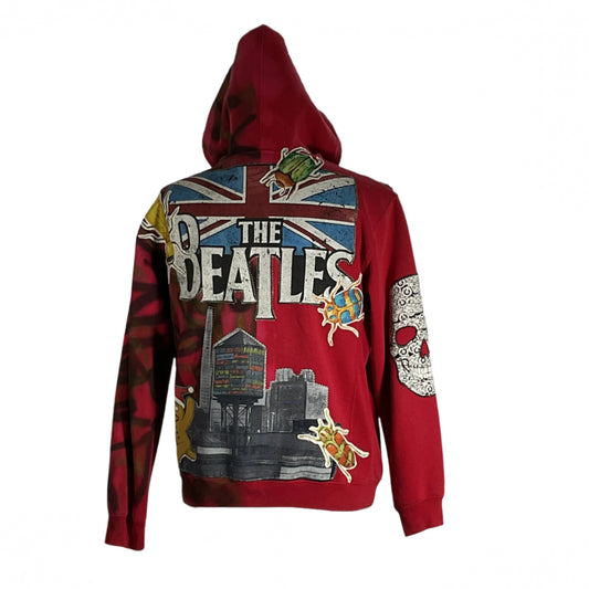 TRUISH| Hoodie | 2 XL featuring graffiti and sequins with Tupac design, exemplifying DEVIOUS SAINT's bold, unique style. Perfect for music culture enthusiasts.