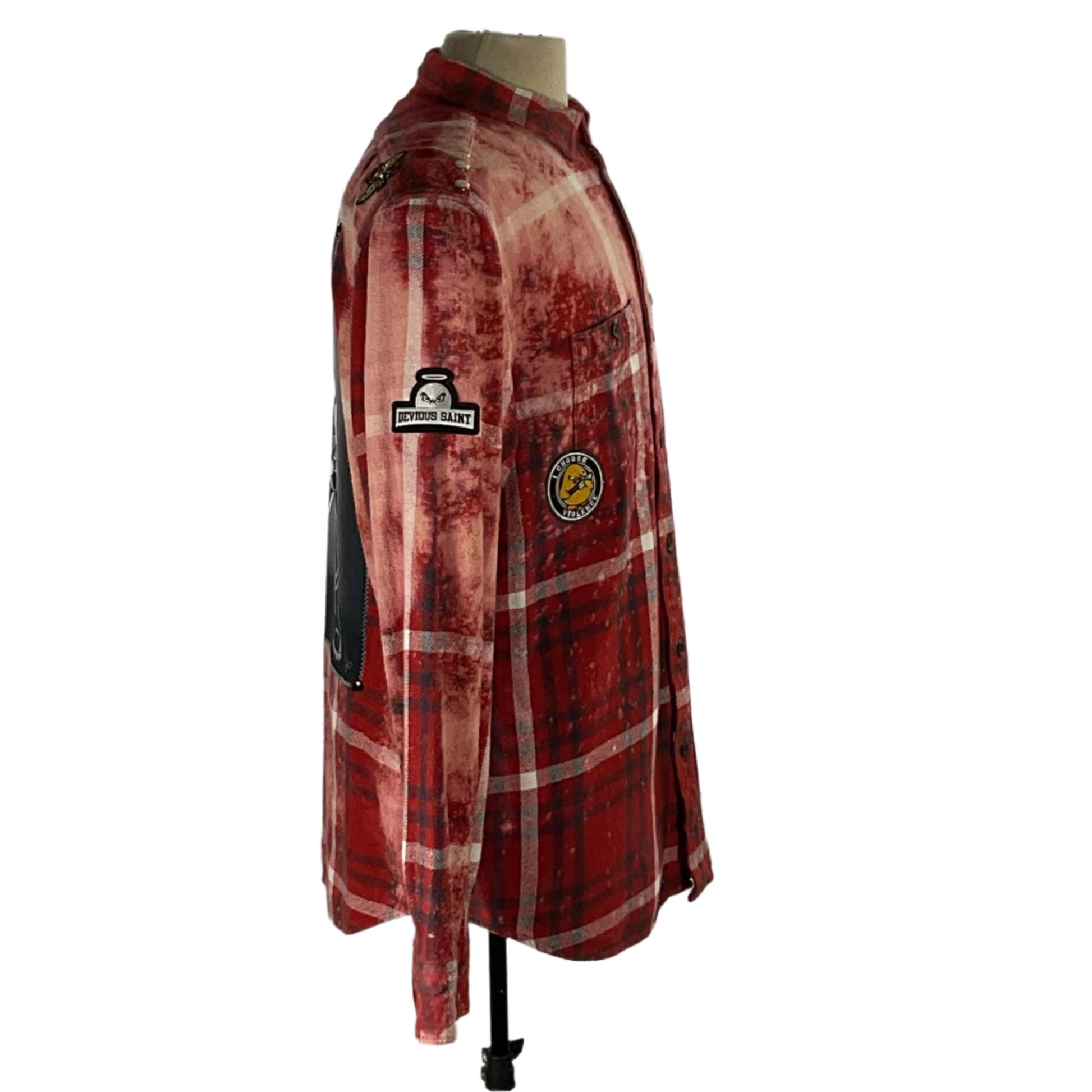 80’s Bro | Men's Custom Long-Sleeve Flannel Shirt in plaid pattern displayed on a mannequin, tailored for a bold statement with a 6XL fit.