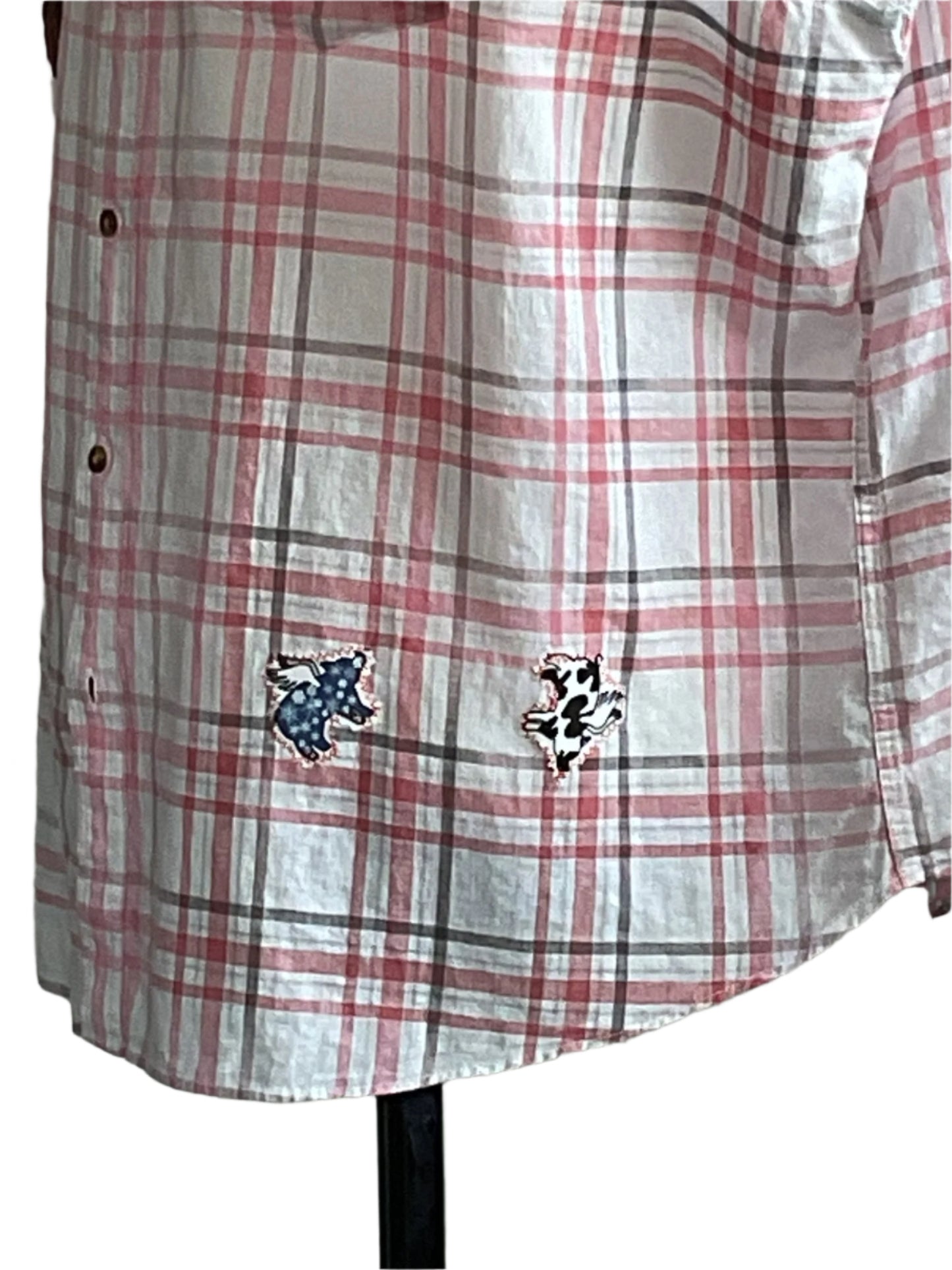 TEXACO | Men's Custom BEAR SIZE Sleeveless Shirt | 3 XL, featuring raw-edged cutouts with star and cow-spot prints, embodying bold, unique style.