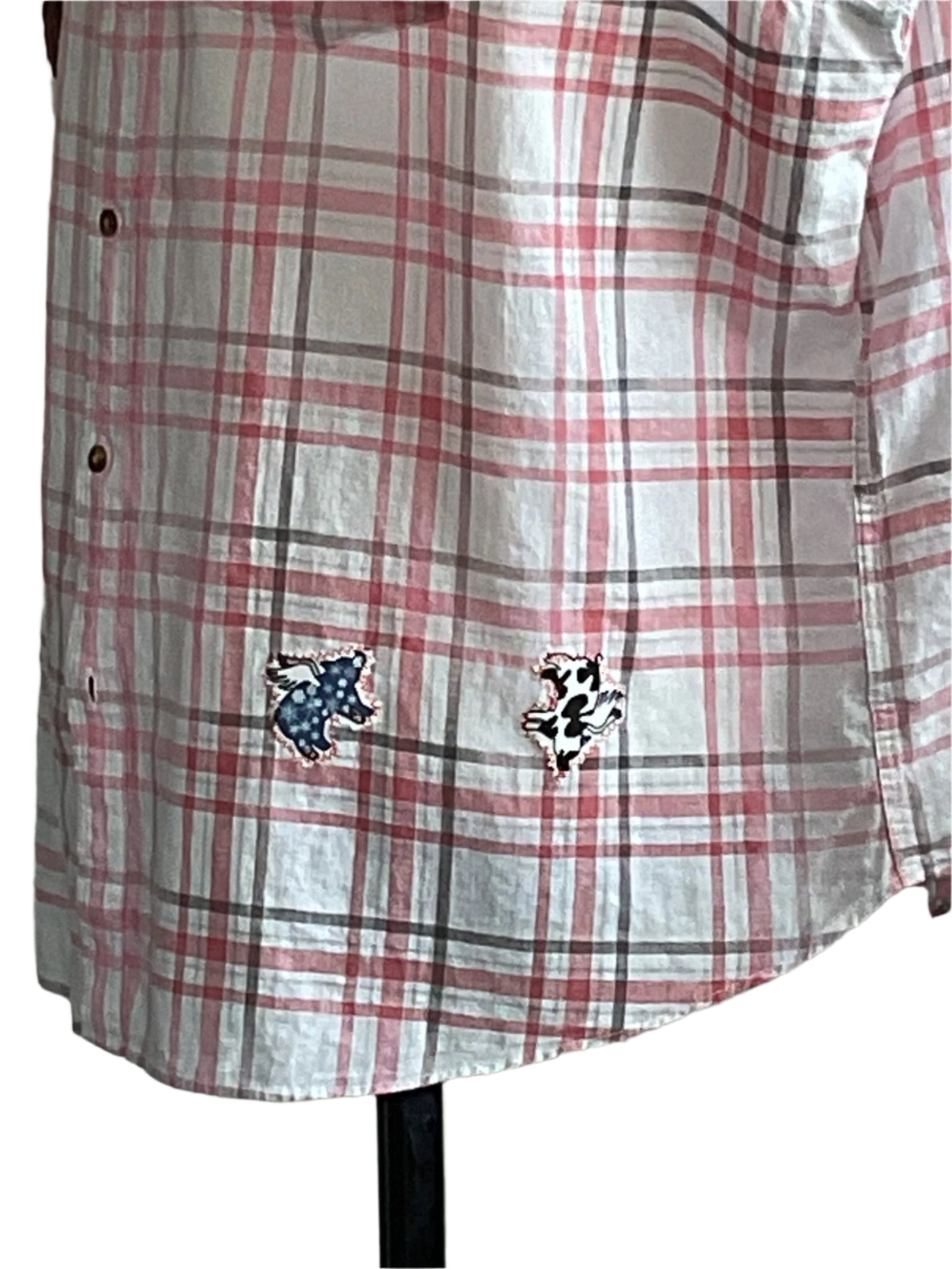 TEXACO | Men's Custom BEAR SIZE Sleeveless Shirt | 3 XL, featuring raw-edged cutouts with star and cow-spot prints, embodying bold, unique style.
